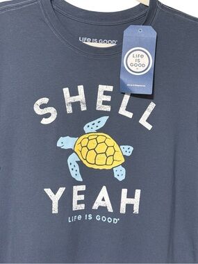 Life Is Good Men's "Shell Yeah" Short Sleeve Crusher Tee in Darkest Blue